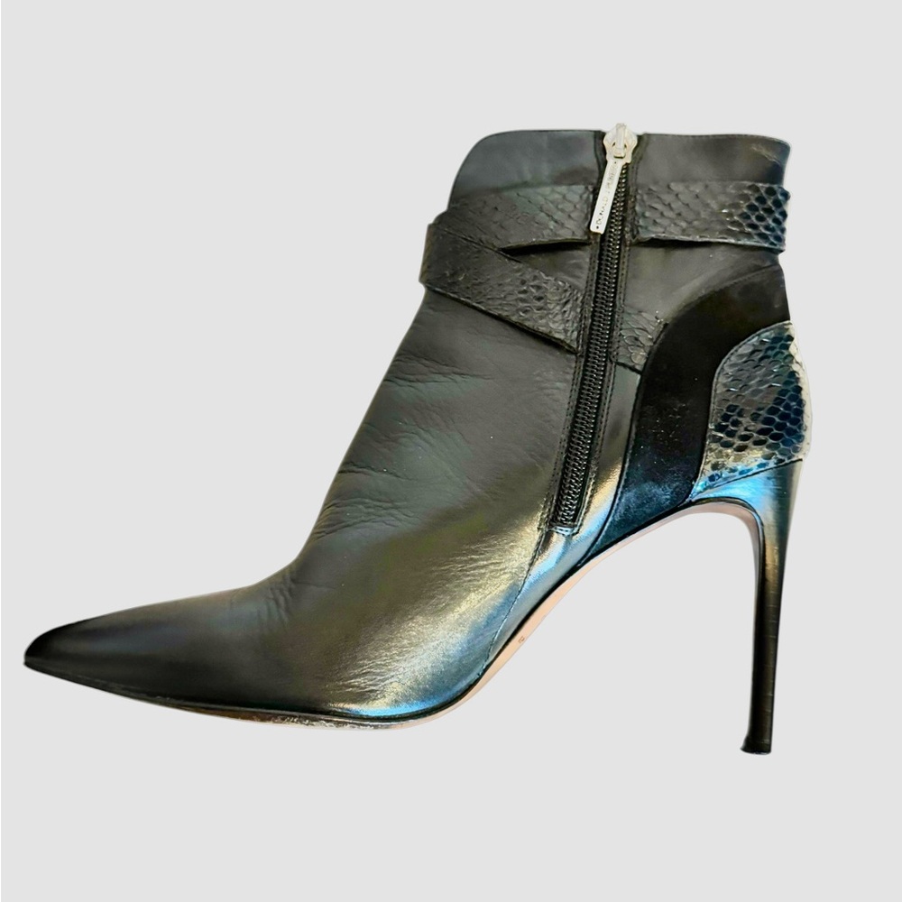 ✨ Donald J Pliner Polina Black Leather/Suede/Python Ankle Boots – Size 10 ✨ - Picture 7 of 16
